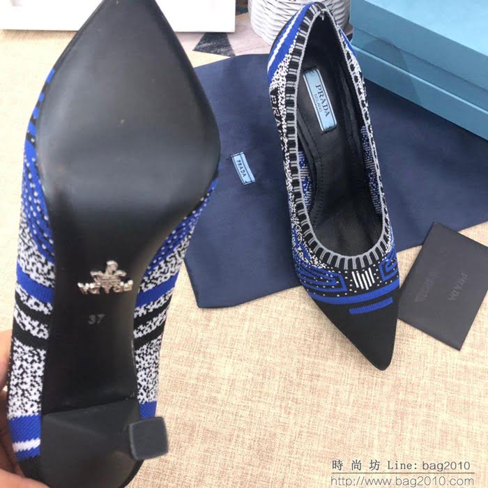 PRADA普拉達 2019頂級版本 刺繡系列 春夏時尚 高跟尖頭單鞋 網紅同款  ljl1042